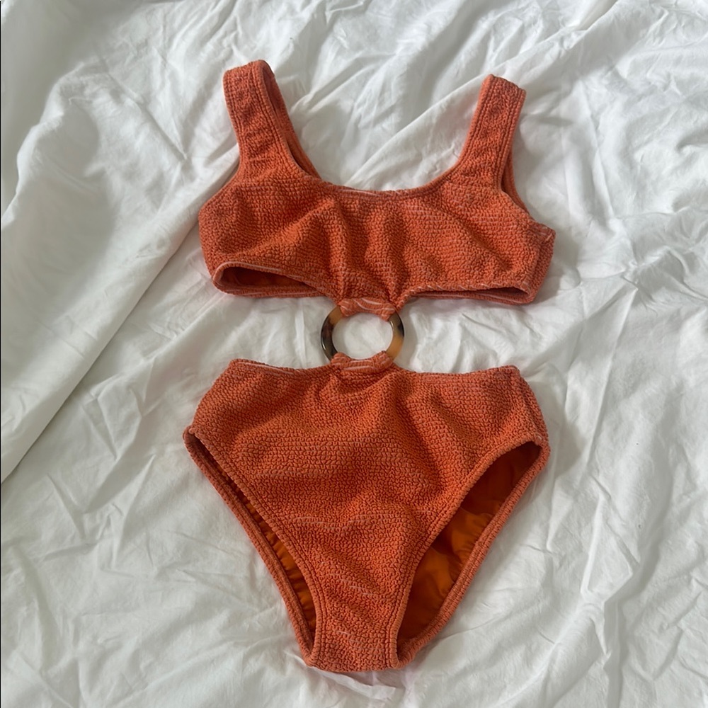 Montce Swim Stetchy Orange Textured Bikini Set size XS